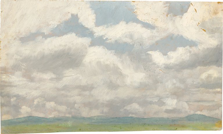Auf diesem Bild ist das folgende Kunstwerk zu sehen:  Deutsch, um 1880. Wolkenstudie.