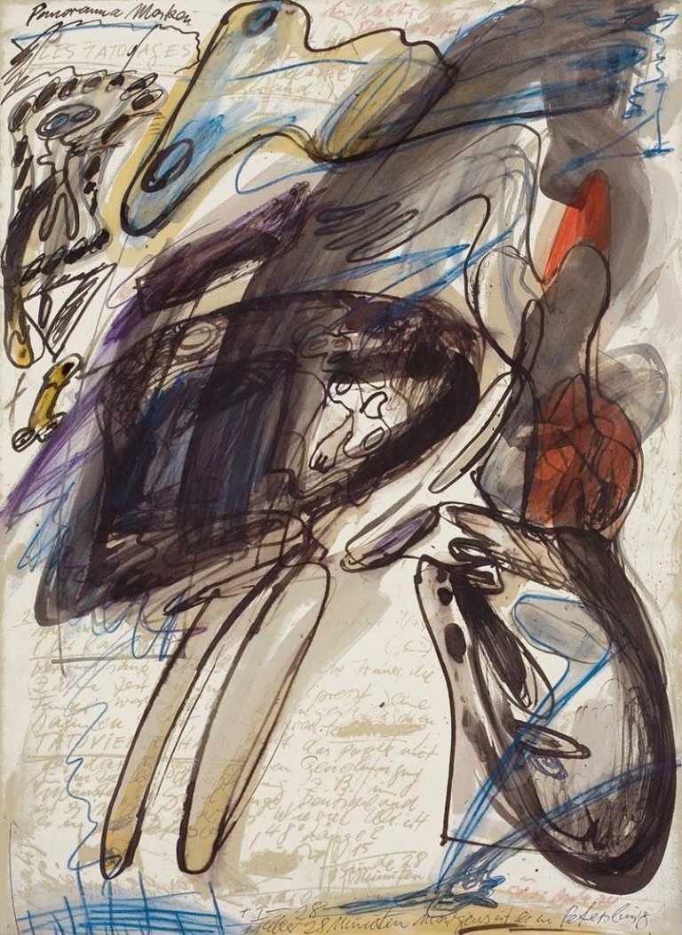 Auf diesem Bild ist das folgende Kunstwerk zu sehen: Walter Stöhrer. „Panorama Masken“. 1974.