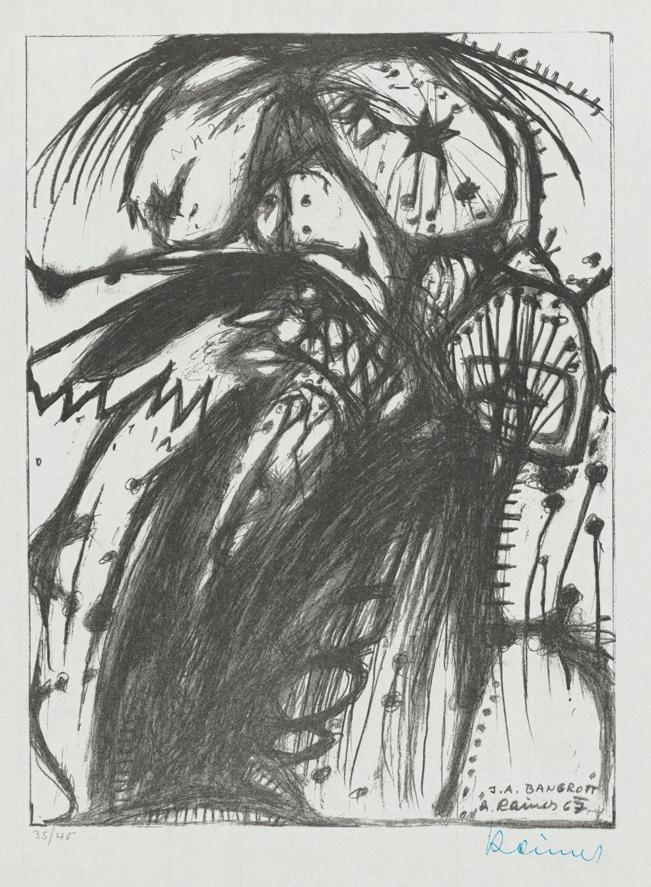Auf diesem Bild ist das folgende Kunstwerk zu sehen: Arnulf Rainer. „J.A. Bangroft“. 1967.