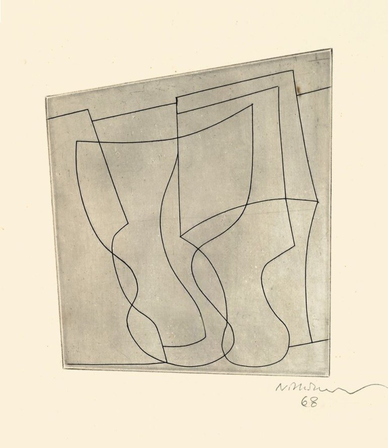 Auf diesem Bild ist das folgende Kunstwerk zu sehen: Ben Nicholson. „Complex of Goblets“. 1968.