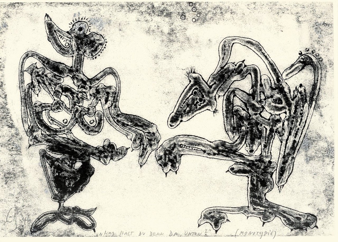 Auf diesem Bild ist das folgende Kunstwerk zu sehen: Karl Otto Götz. „Was hast Du denn da unten?“. 1946.