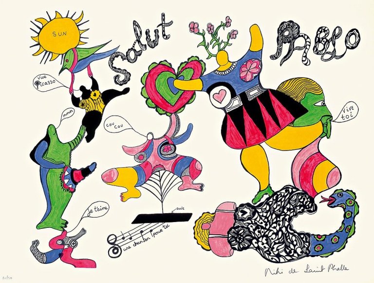 Auf diesem Bild ist das folgende Kunstwerk zu sehen: Niki de Saint Phalle. „Hommage a Picasso“. 1973.