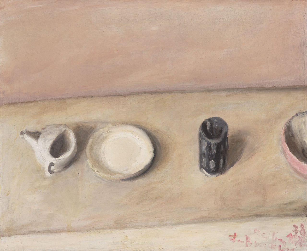 Auf diesem Bild ist das folgende Kunstwerk zu sehen: Klaus Fußmann. Stillleben mit vier Gefäßen. 1978.