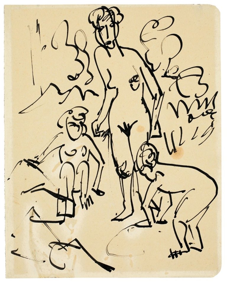 Auf diesem Bild ist das folgende Kunstwerk zu sehen: Ernst Ludwig Kirchner. Mutter und Kinder. 1925.