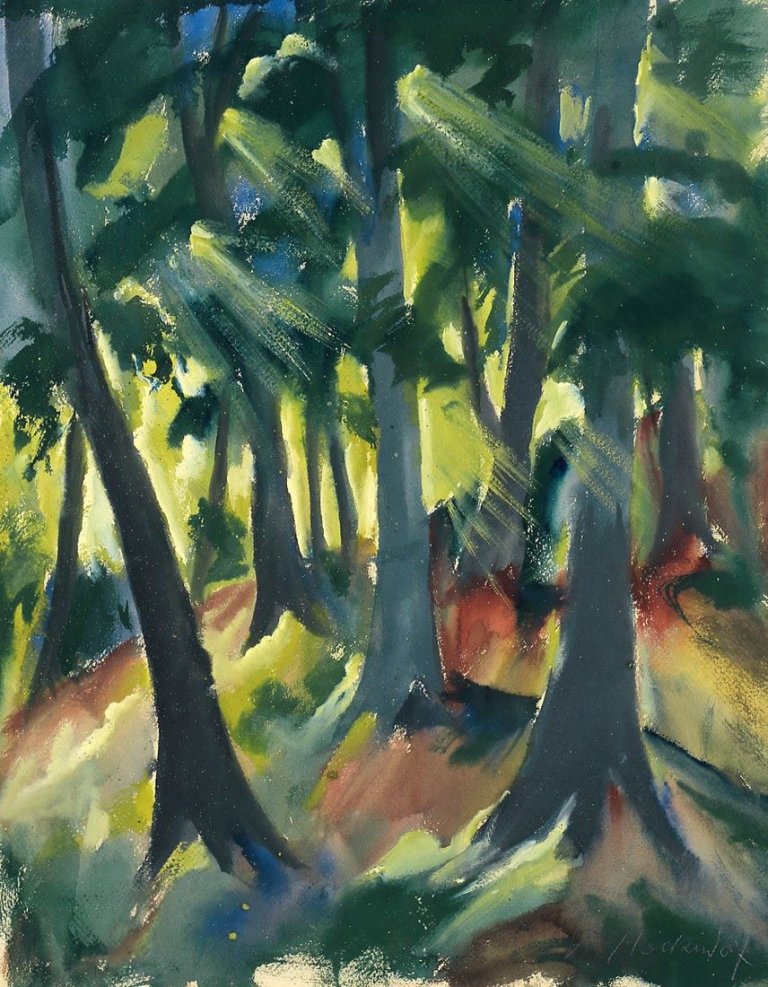 Auf diesem Bild ist das folgende Kunstwerk zu sehen: Franz Heckendorf. Waldinneres.