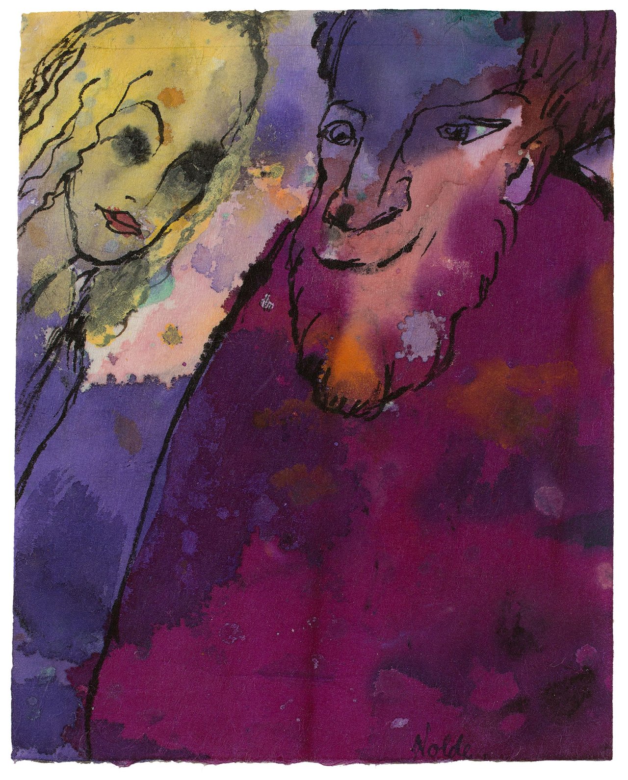 This picture shows the following artwork: Emil Nolde. „Bärtiger alter Mann und junge Frau“.