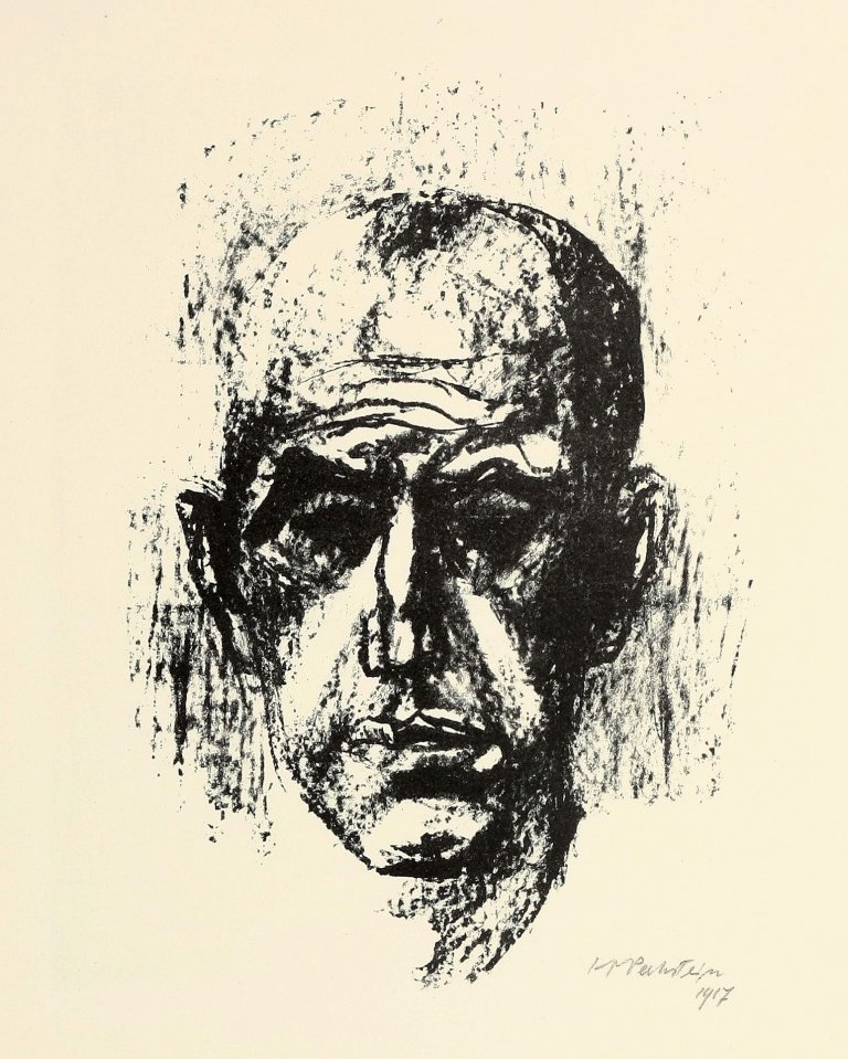 Auf diesem Bild ist das folgende Kunstwerk zu sehen: Max Pechstein. „Männliches Portrait (Selbstbildnis)“. 1917.