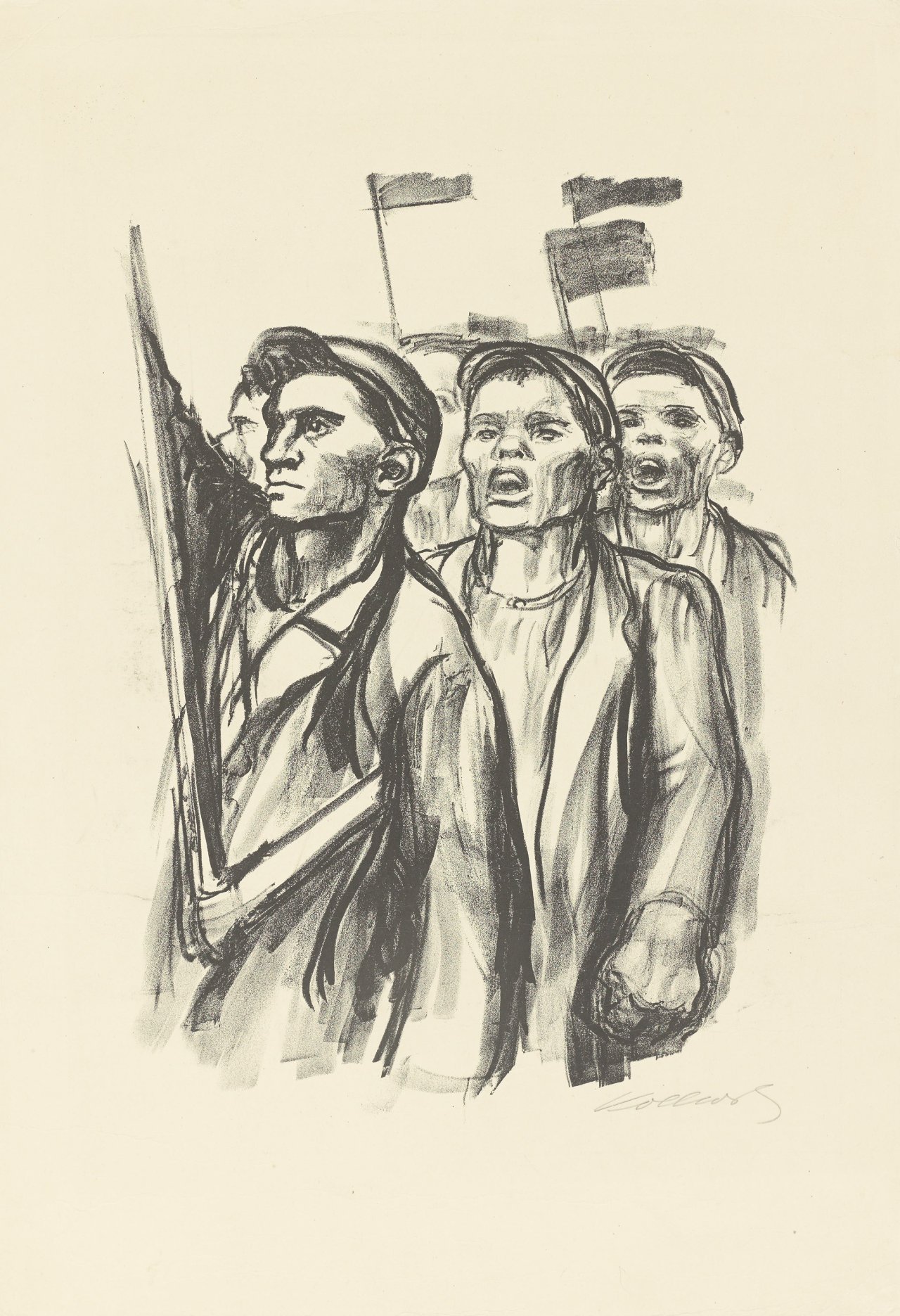 Auf diesem Bild ist das folgende Kunstwerk zu sehen: Käthe Kollwitz. „Demonstration“. 1931.