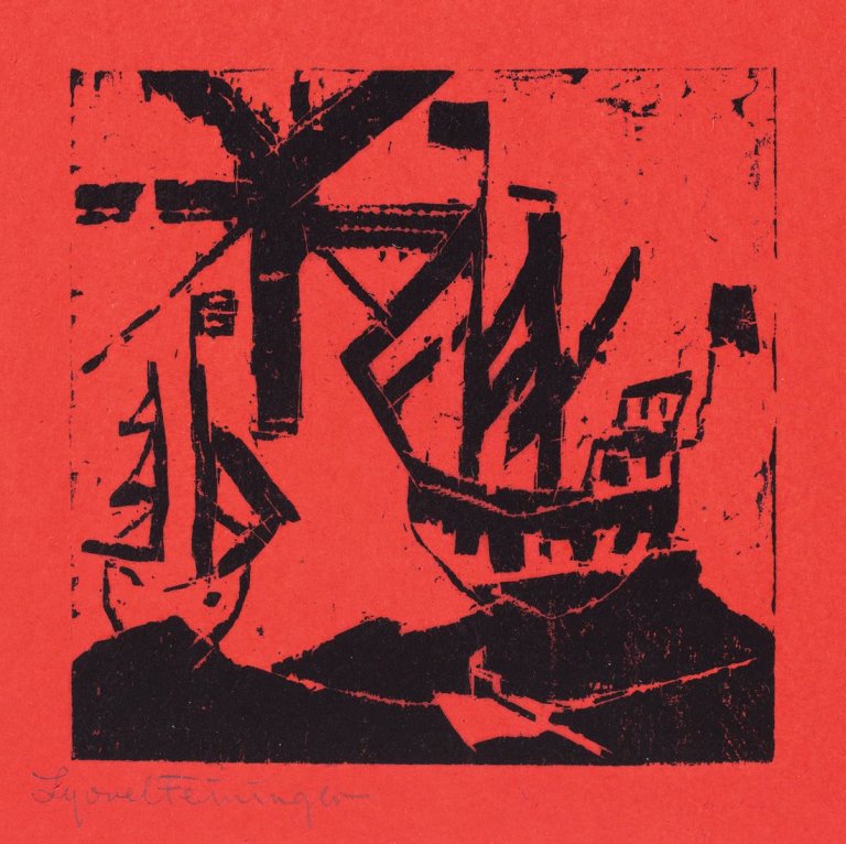 Auf diesem Bild ist das folgende Kunstwerk zu sehen: Lyonel Feininger. „Schiffe und Sonne“. 1918.