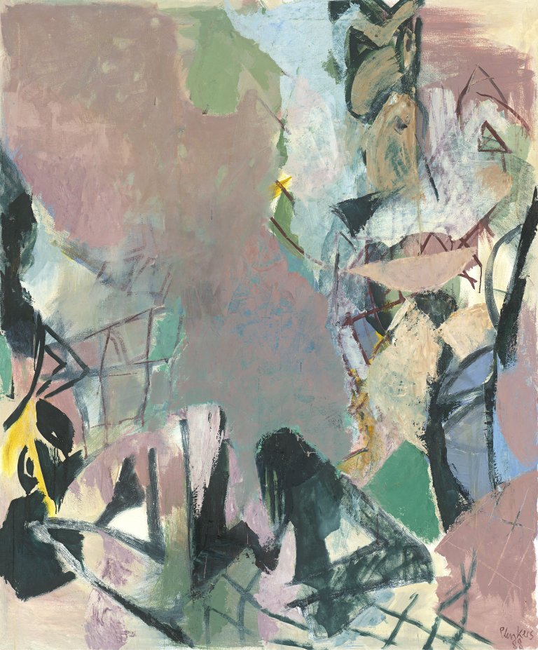 Auf diesem Bild ist das folgende Kunstwerk zu sehen: Stefan Plenkers. „Rosa Figuration“. 1988.
