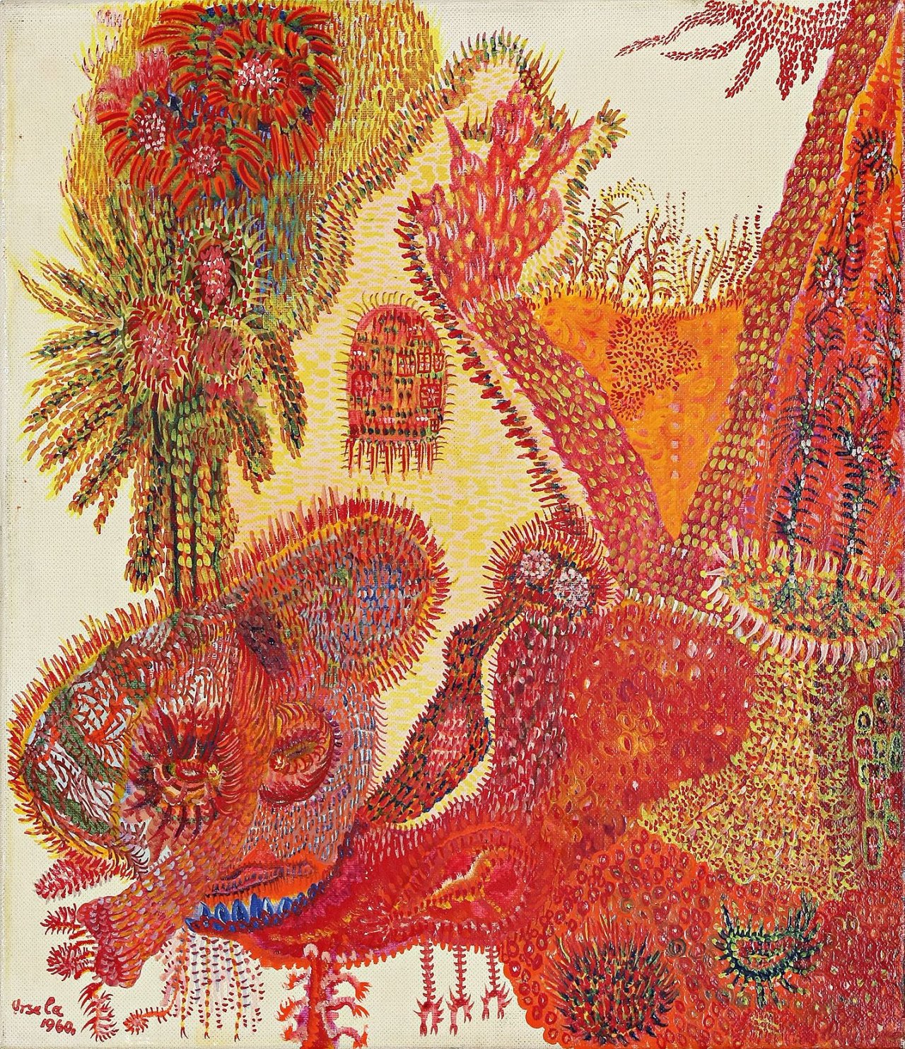 Auf diesem Bild ist das folgende Kunstwerk zu sehen:  Ursula (Schultze-Bluhm). „Blühender Kopf blutet“. 1960.