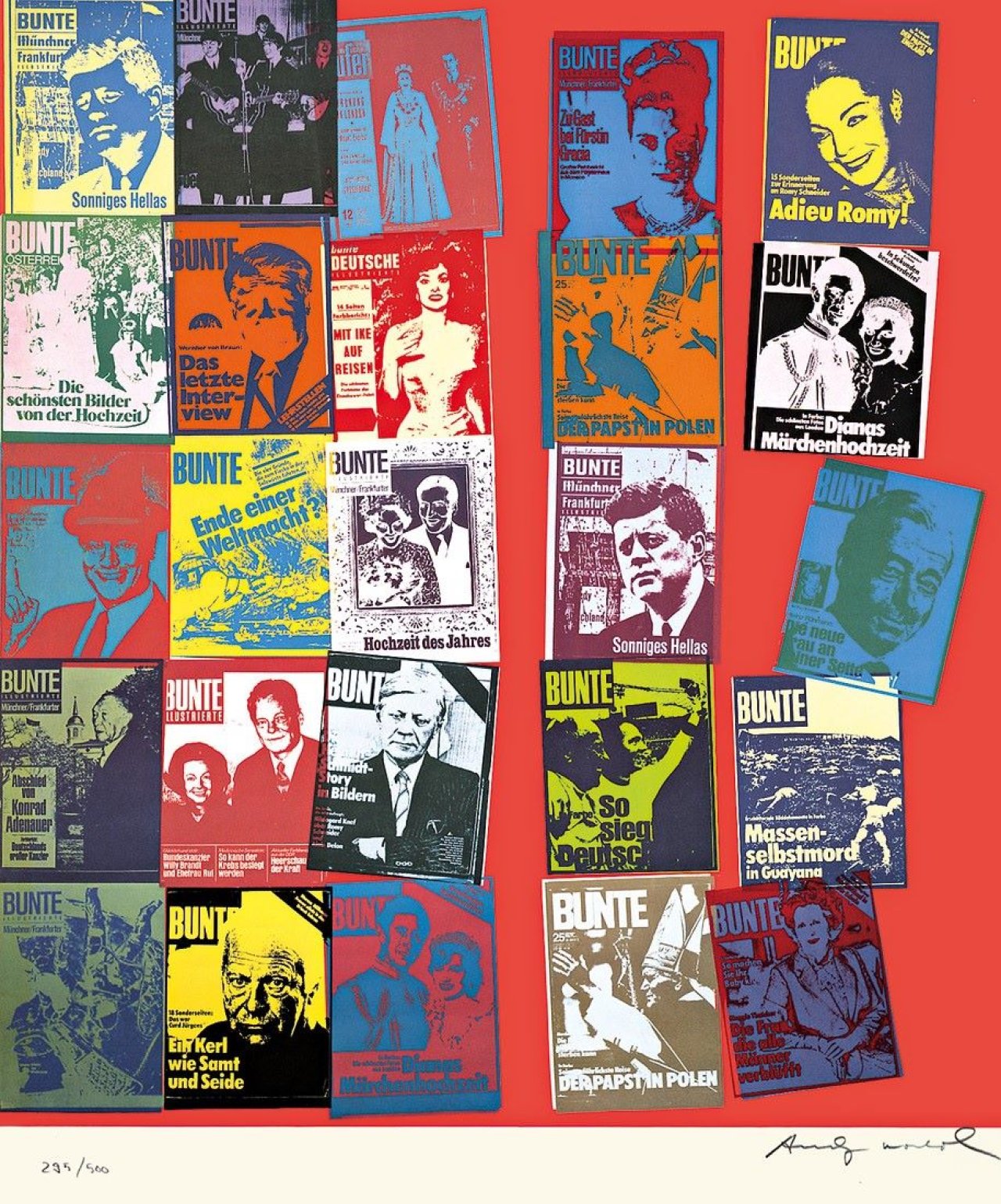 Auf diesem Bild ist das folgende Kunstwerk zu sehen: Andy Warhol. „Magazine and History“. 1983.