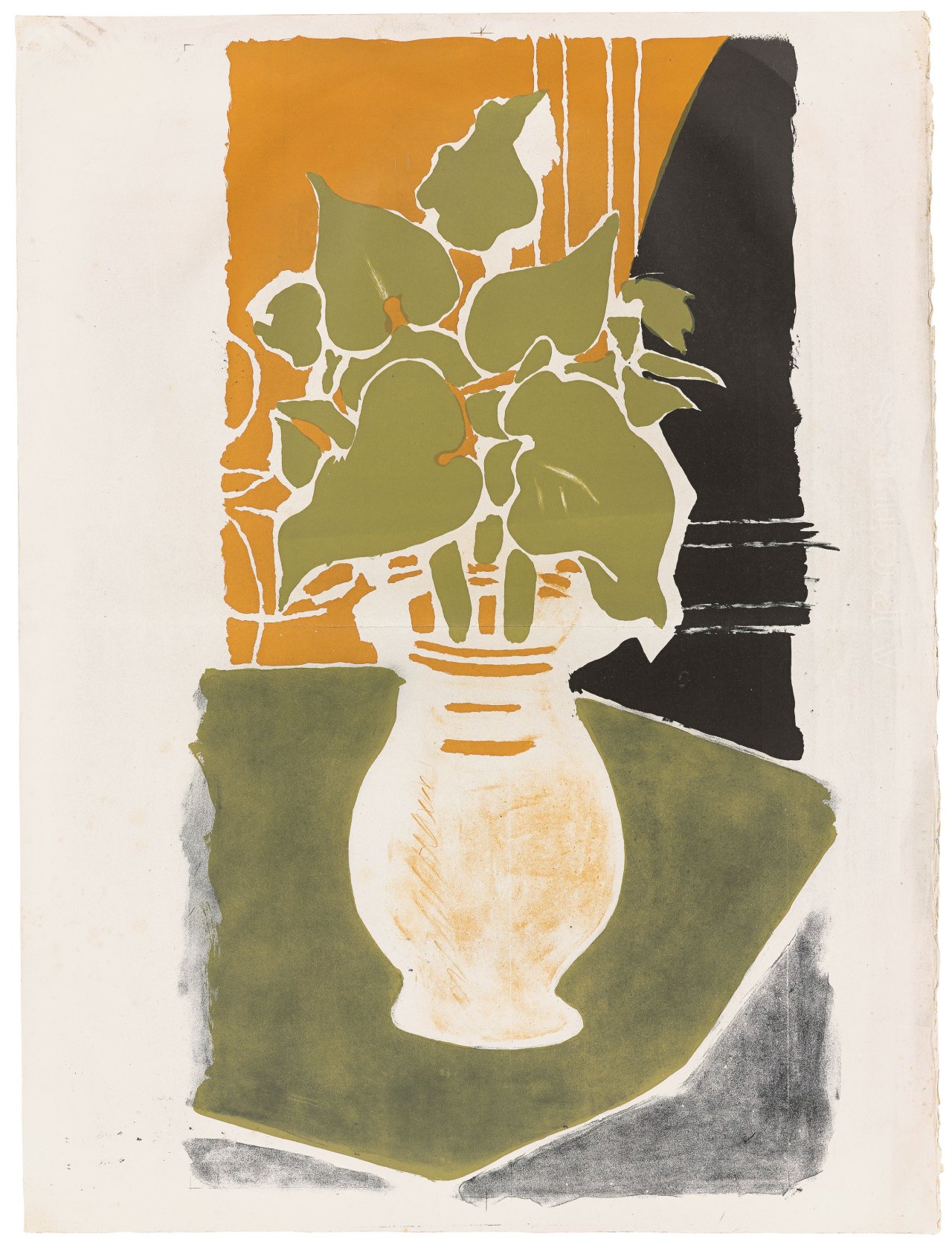This picture shows the following artwork: Georges Braque. ”Feuilles, couleur lumière” (Lightoloured leaves). 1953/54.
