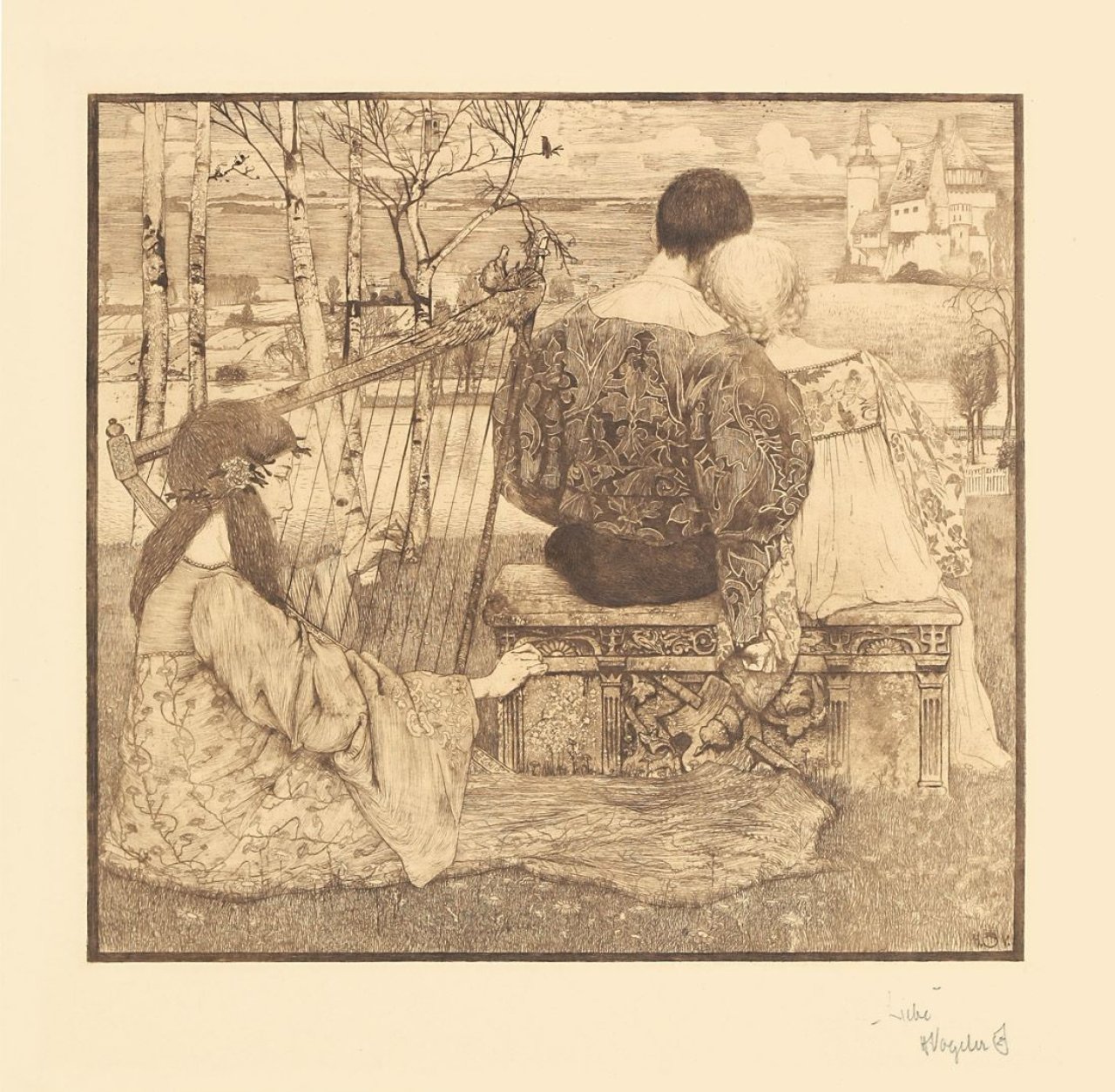 This picture shows the following artwork: Heinrich Vogeler. „Liebe“. 1896.