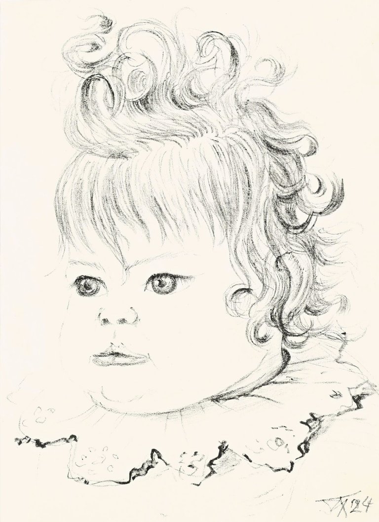 Auf diesem Bild ist das folgende Kunstwerk zu sehen: Otto Dix. „Kinderbildnis (Nelly mit Spitzenkragen)“. 1924.