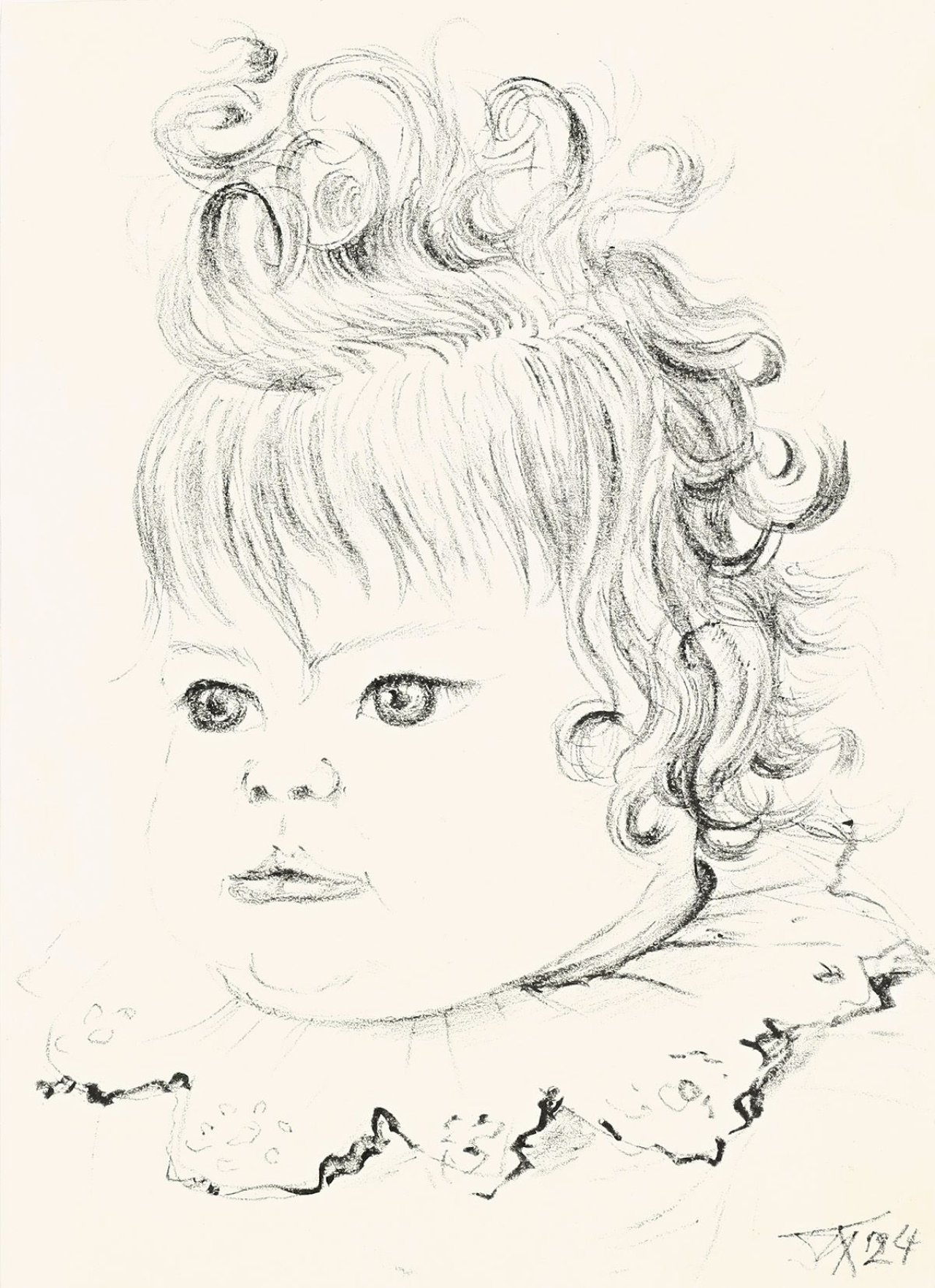 Auf diesem Bild ist das folgende Kunstwerk zu sehen: Otto Dix. „Kinderbildnis (Nelly mit Spitzenkragen)“. 1924.