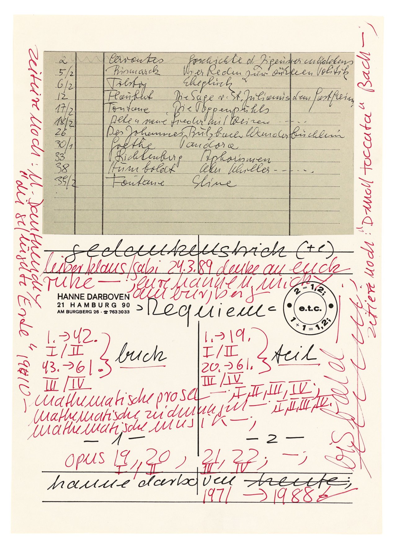 Catalog image of „Gedankenstrich Requiem“. 1989