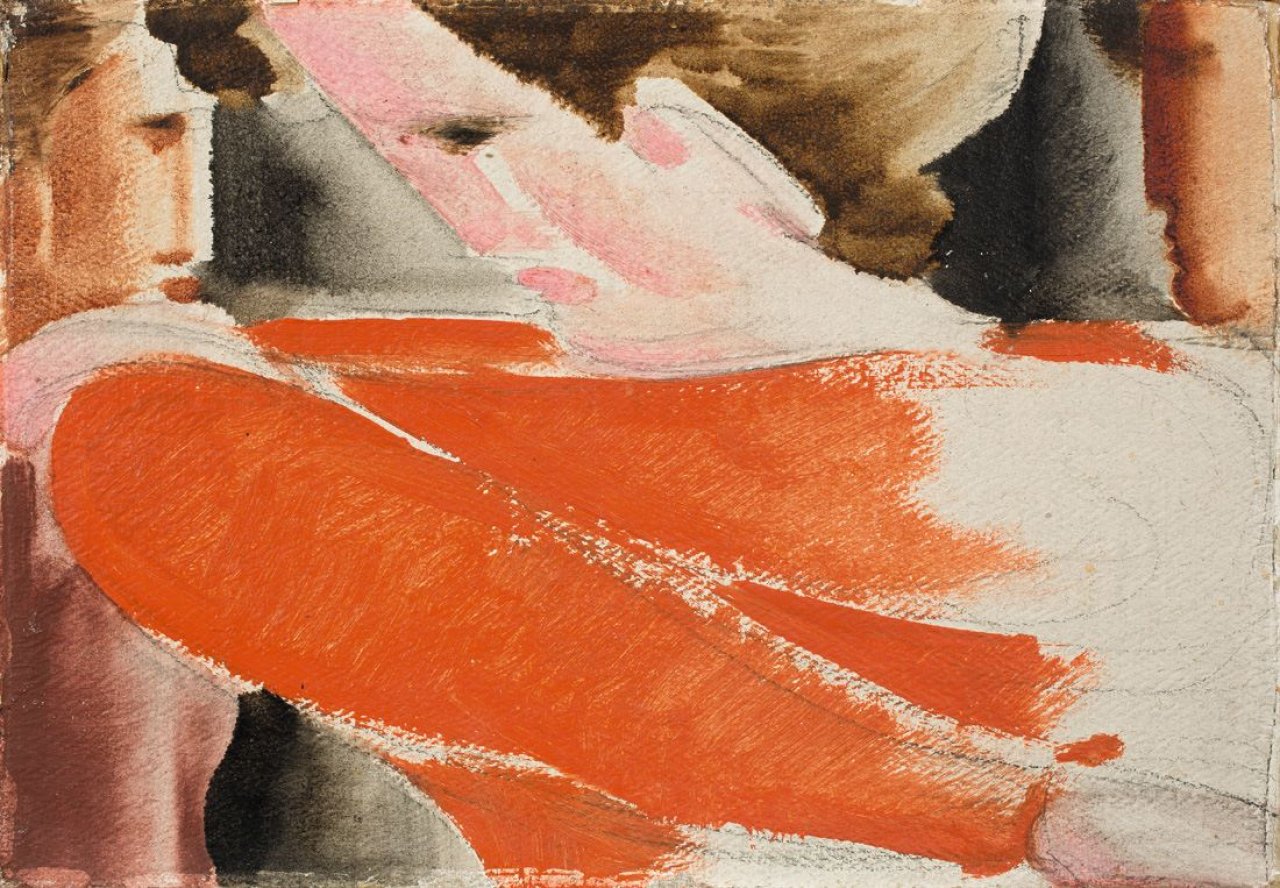 Auf diesem Bild ist das folgende Kunstwerk zu sehen: Oskar Schlemmer. „Roter schräg, Kleinbild V?“. 1932.