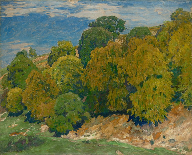 Auf diesem Bild ist das folgende Kunstwerk zu sehen: Eugen Bracht. „Buchenhang“. 1918.