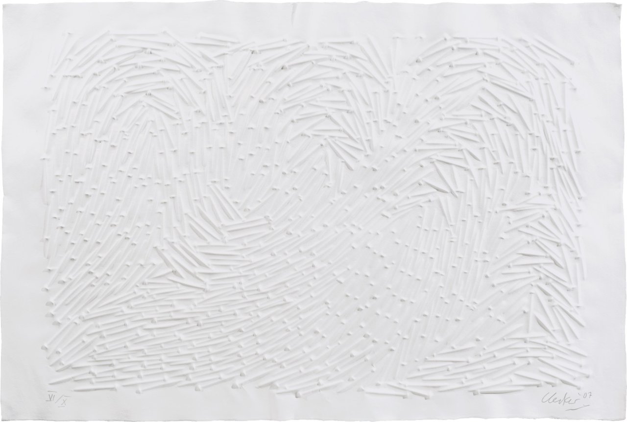 Auf diesem Bild ist das folgende Kunstwerk zu sehen: Günther Uecker. Große Strömung. 2006/2007.