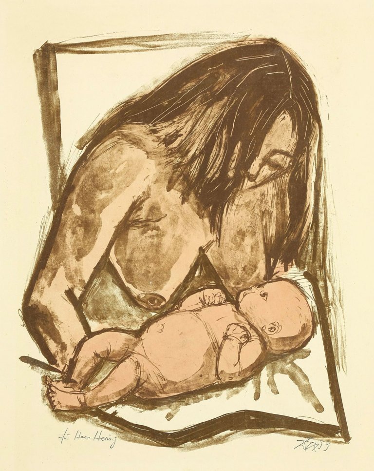 Auf diesem Bild ist das folgende Kunstwerk zu sehen: Otto Dix. „Mutter und Kind“. 1951.