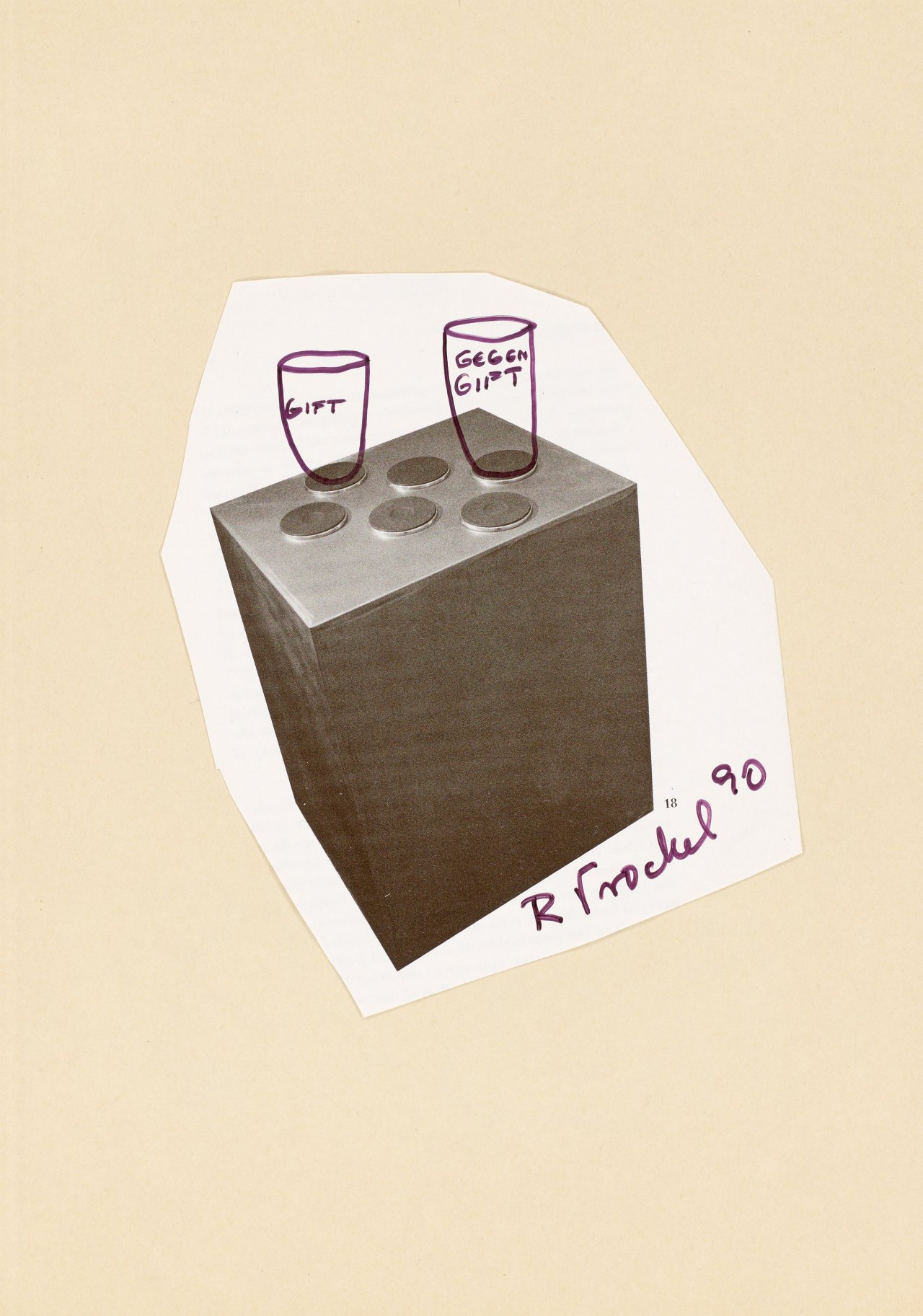 Auf diesem Bild ist das folgende Kunstwerk zu sehen: Rosemarie Trockel. „Gift - Gegengift“. 1990.