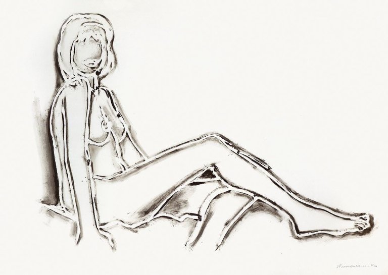 Auf diesem Bild ist das folgende Kunstwerk zu sehen: Tom Wesselmann. „Monica Sitting, One Leg on the Other“. 1994.