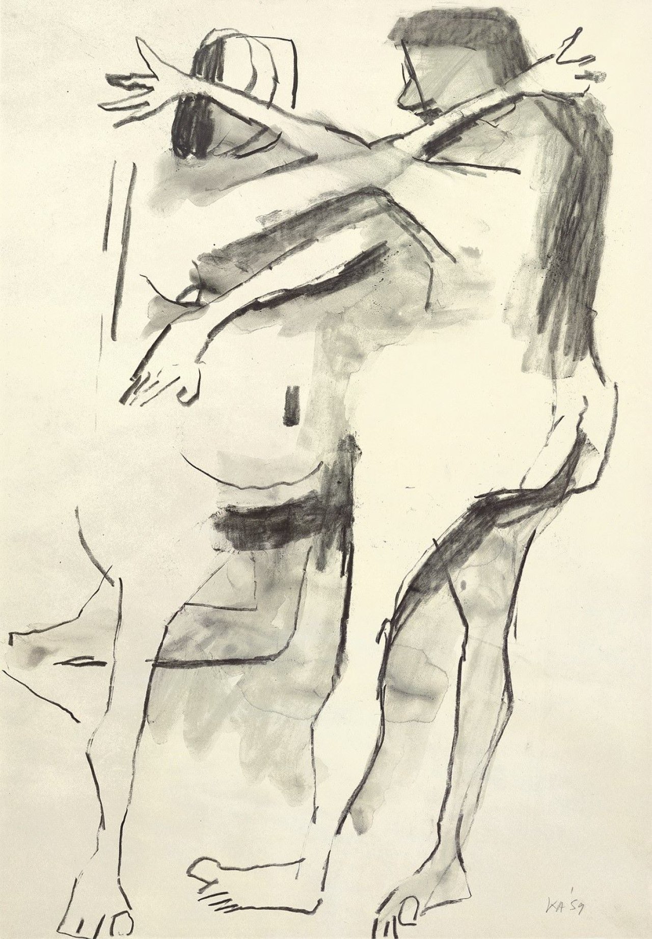 Auf diesem Bild ist das folgende Kunstwerk zu sehen: Kenneth Armitage. Ohne Titel (Zwei Figuren). 1959.