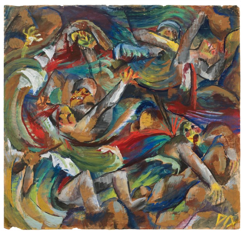 Auf diesem Bild ist das folgende Kunstwerk zu sehen: Otto Dix. „Schützengraben“. Um 1918.