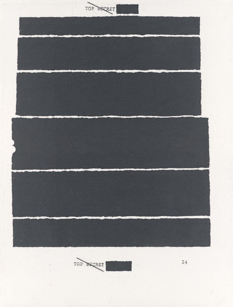 Auf diesem Bild ist das folgende Kunstwerk zu sehen: Jenny Holzer. „Top Secret 24“ / „Top Secret 32“ / „The enhanced Techniques - waterboard“. 2012.