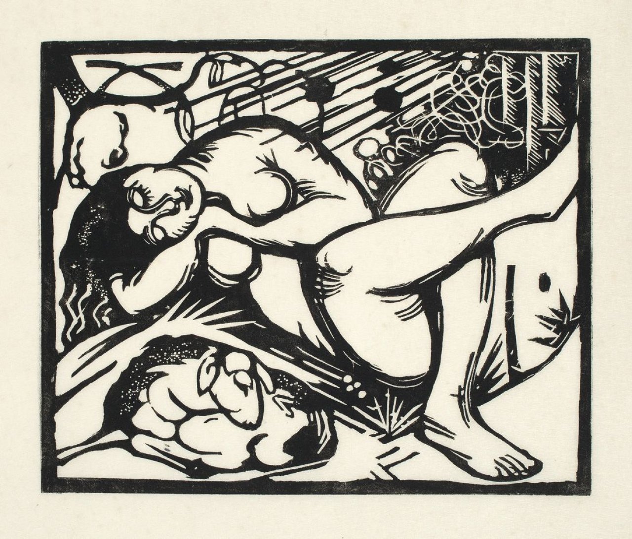 Auf diesem Bild ist das folgende Kunstwerk zu sehen: Franz Marc. „Schlafende Hirtin“. 1912.