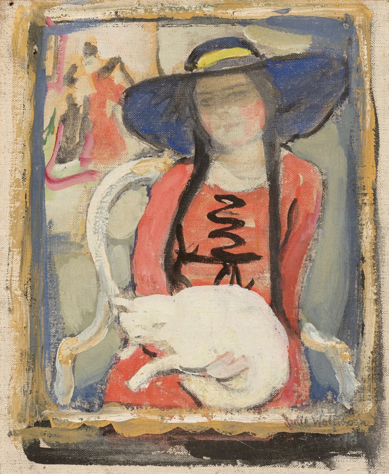 Auf diesem Bild ist das folgende Kunstwerk zu sehen: Julie Wolfthorn. „Mädchen mit Katze“.