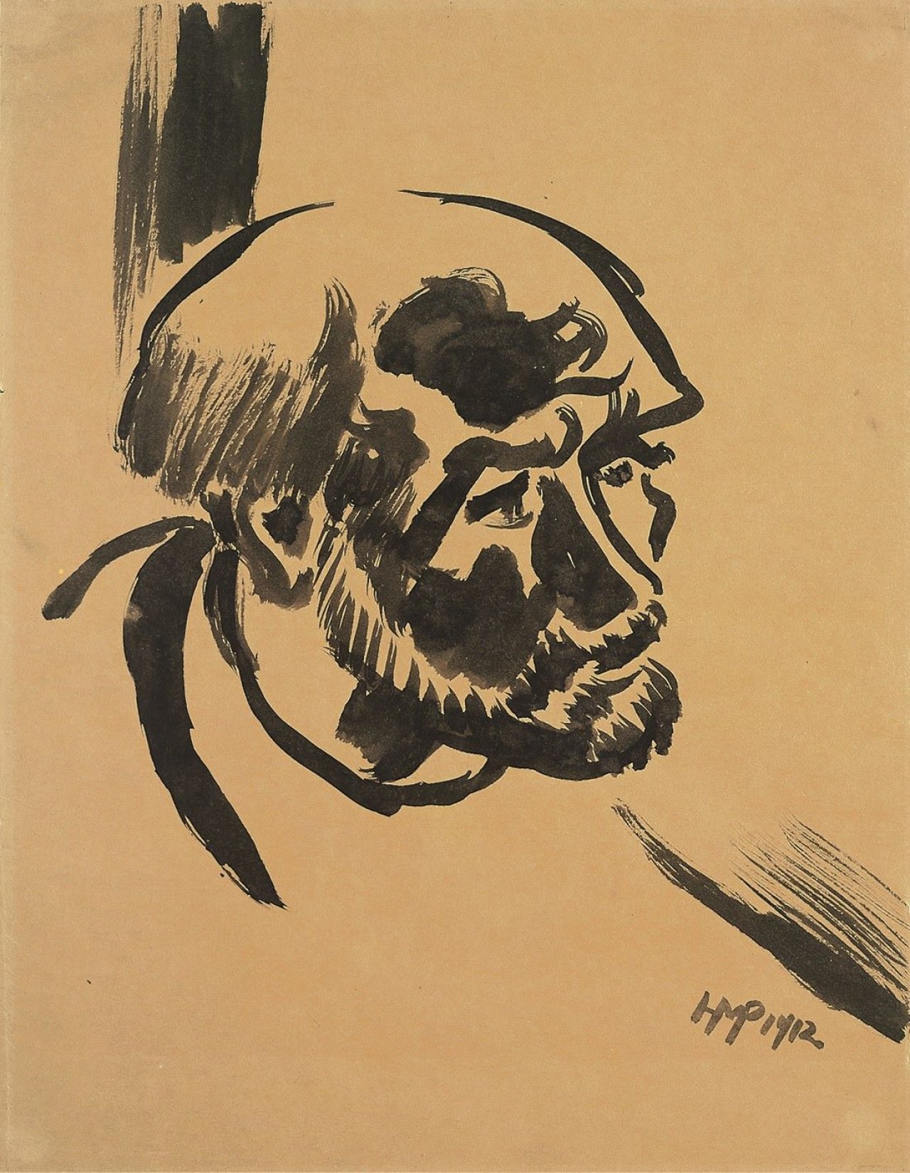 Auf diesem Bild ist das folgende Kunstwerk zu sehen: Max Pechstein. „Fischerkopf I“. 1912.