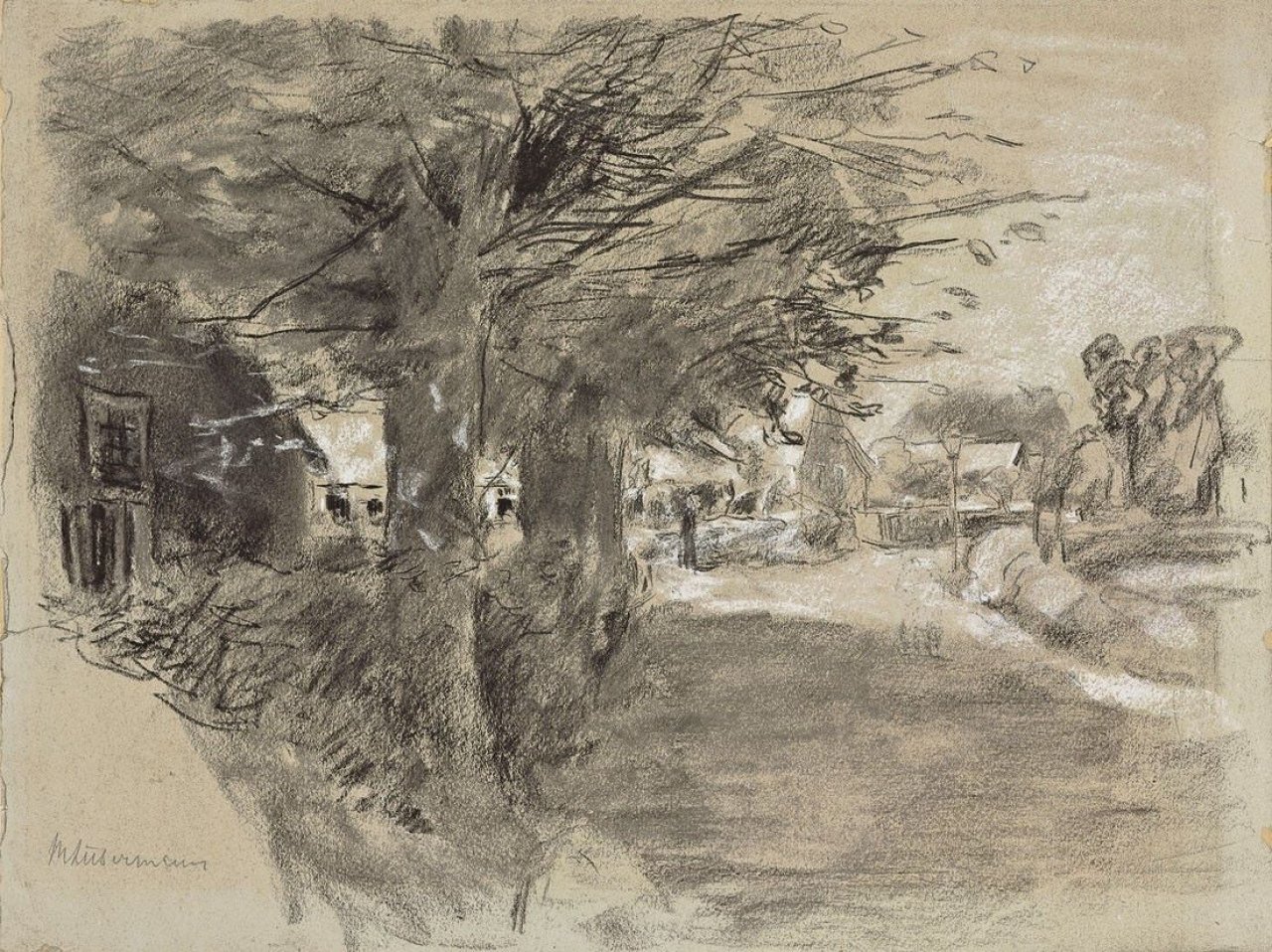This picture shows the following artwork: Max Liebermann. Holländische Dorfstraße. 1890s.