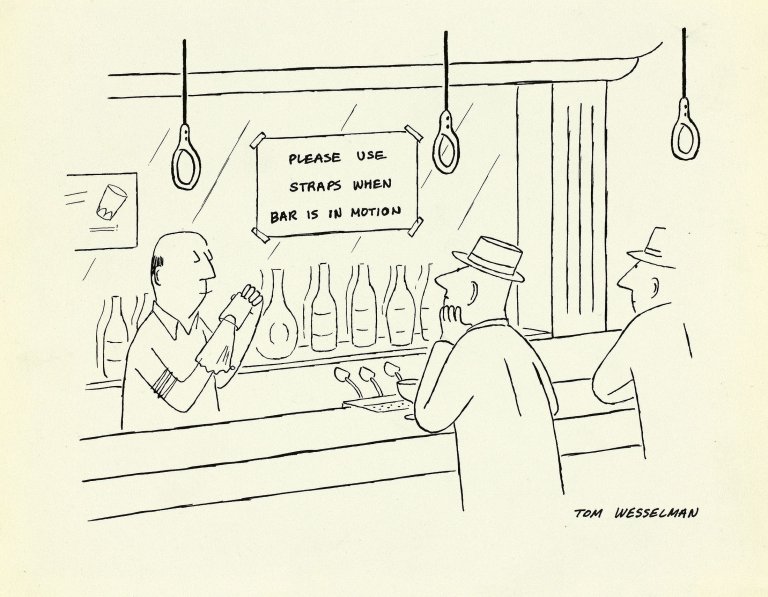 Auf diesem Bild ist das folgende Kunstwerk zu sehen: Tom Wesselmann. „Please use straps when bar is in motion“. 1955.
