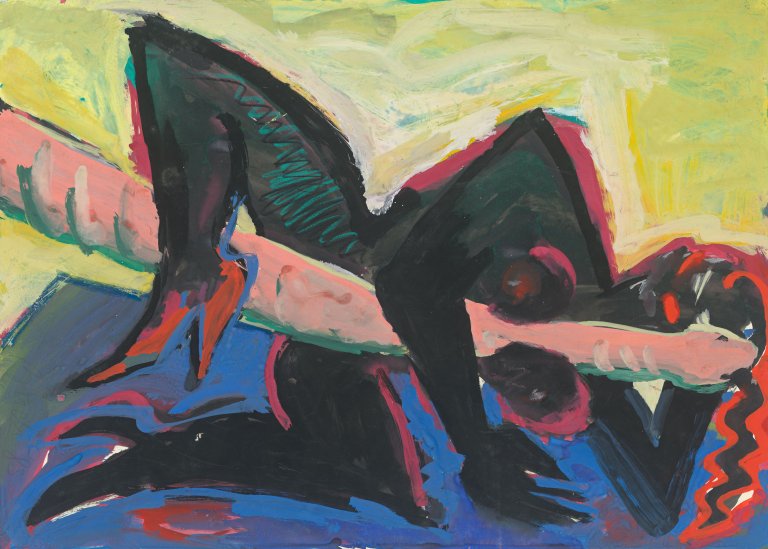 Auf diesem Bild ist das folgende Kunstwerk zu sehen: Elvira Bach. „BLAUE MAMBA“. 1983.