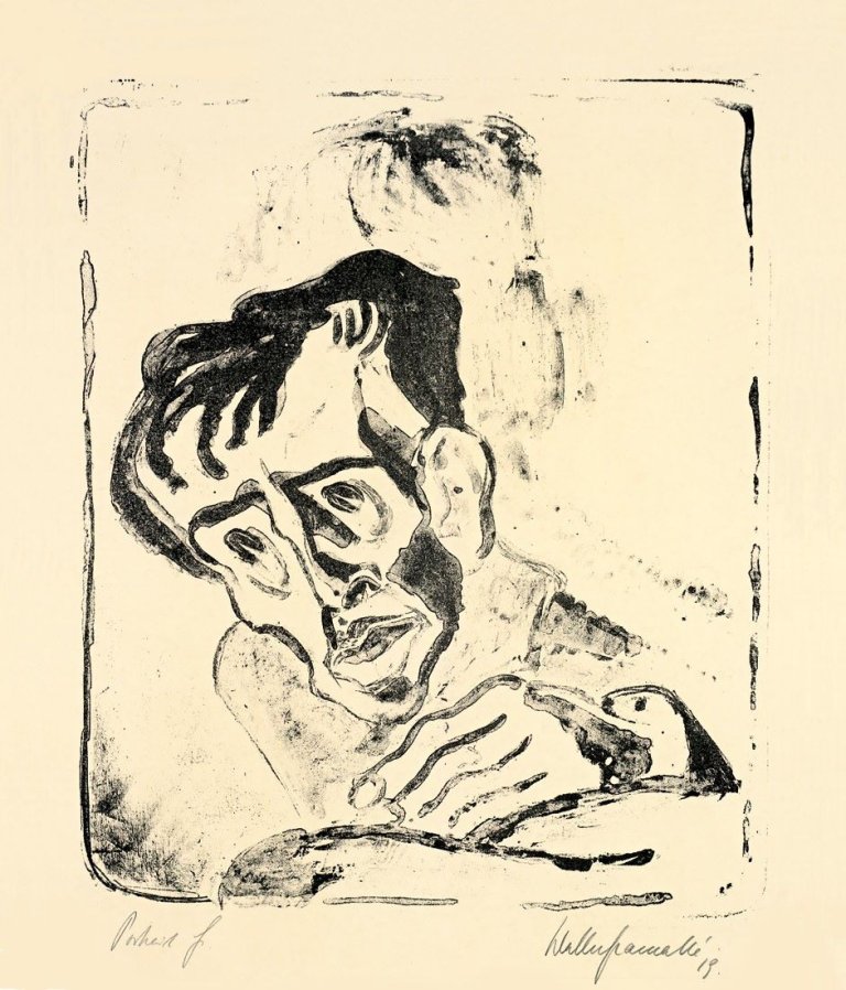 Auf diesem Bild ist das folgende Kunstwerk zu sehen: Walter Gramatté. „Mann (Der Mörder)“. 1919.