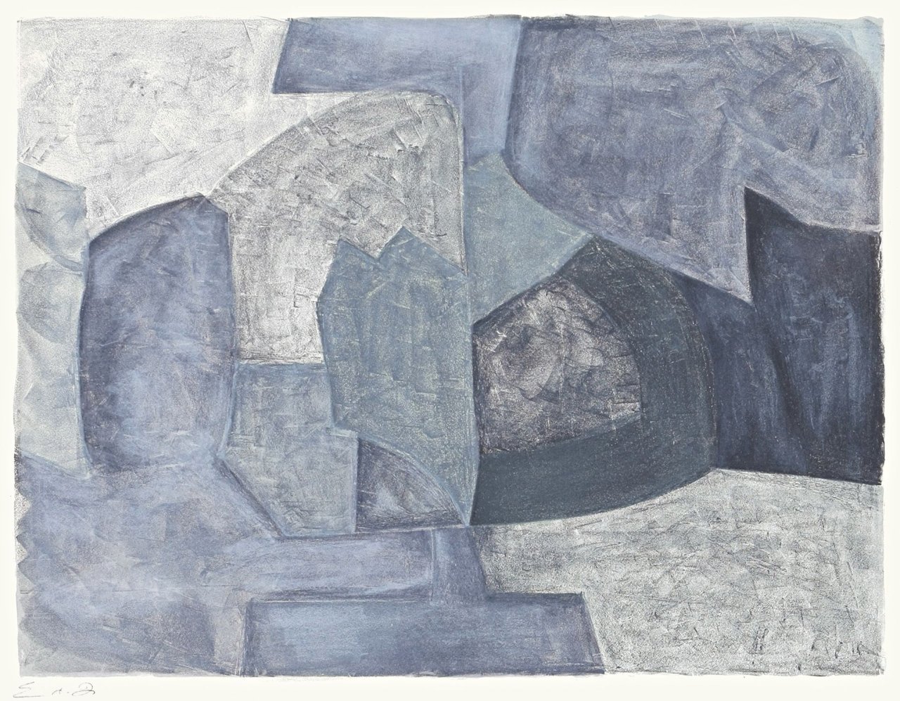 Auf diesem Bild ist das folgende Kunstwerk zu sehen: Serge Poliakoff. „Komposition in Grau“. 1966.