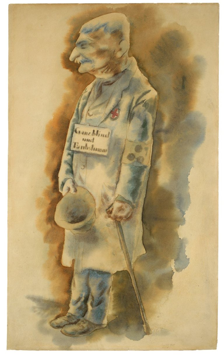 Auf diesem Bild ist das folgende Kunstwerk zu sehen: George Grosz. „Blinder Bettler“. 1929.