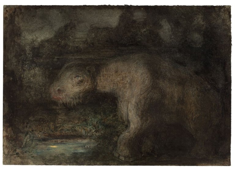 Auf diesem Bild ist das folgende Kunstwerk zu sehen: Alfred Kubin. Fabeltier. 1906.