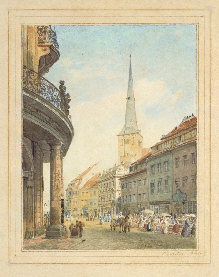 Auf diesem Bild ist das folgende Kunstwerk zu sehen: Eduard Gaertner. Poststraße mit dem Ephraim-Palais (Berlin). 1847.