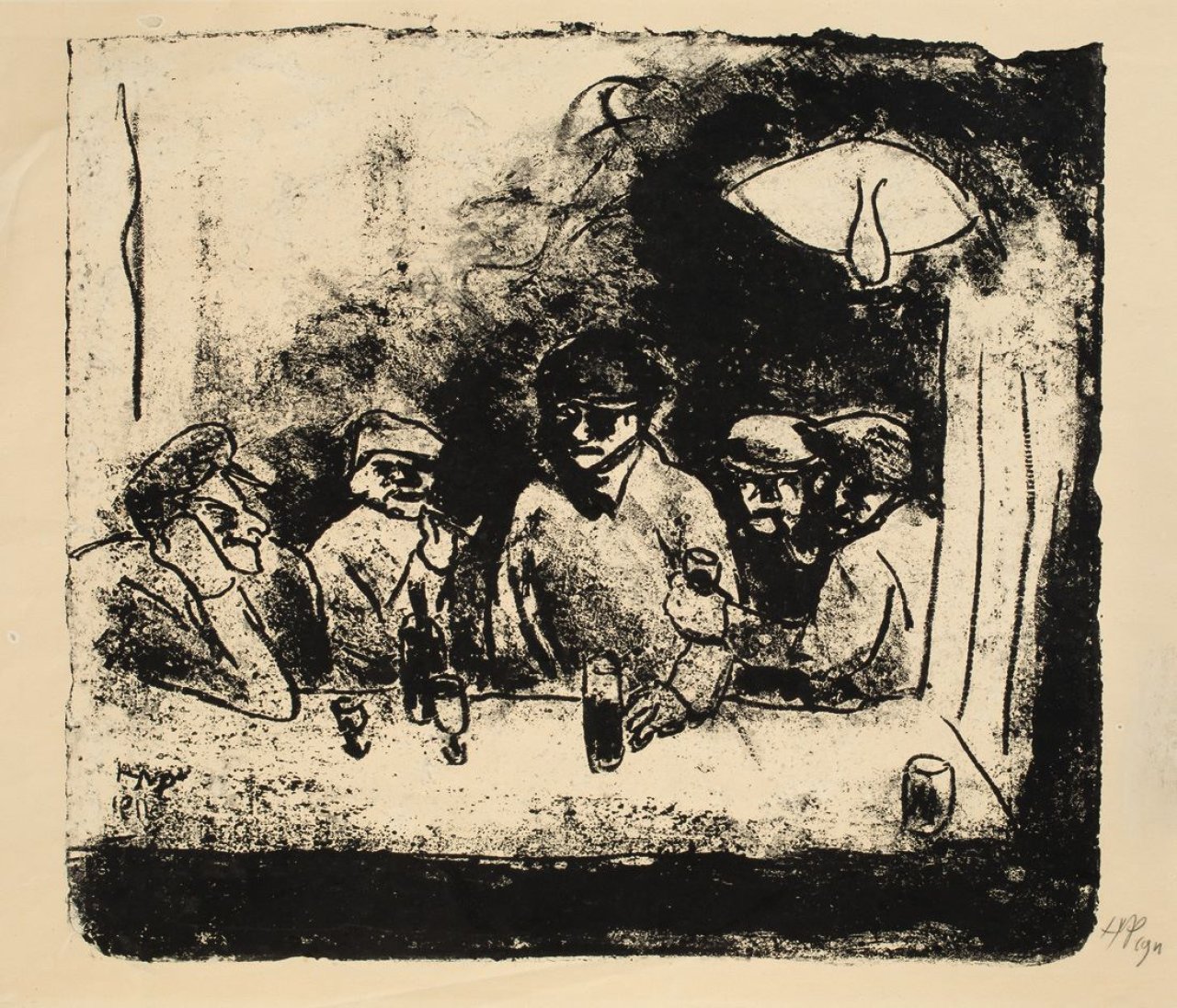 Auf diesem Bild ist das folgende Kunstwerk zu sehen: Max Pechstein. „Schnapsbude I“. 1911.