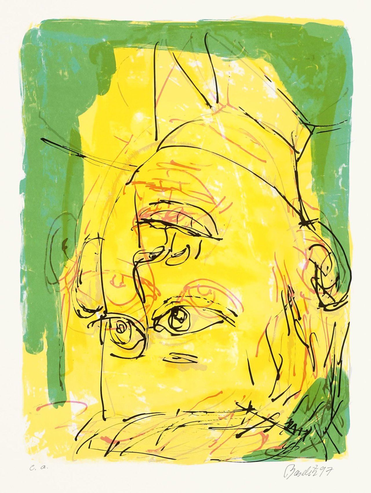This picture shows the following artwork: Georg Baselitz. „Dreimalportrait“. 1997.