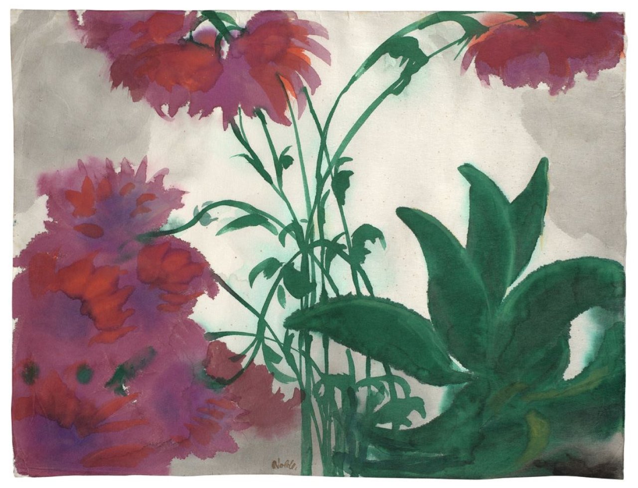This picture shows the following artwork: Emil Nolde. Rote Dahlien. Circa 1925/35.