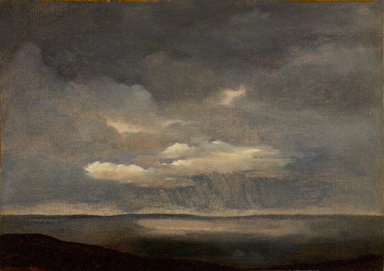 Auf diesem Bild ist das folgende Kunstwerk zu sehen: Théodore Gudin. Regenwolken über dem Meer.