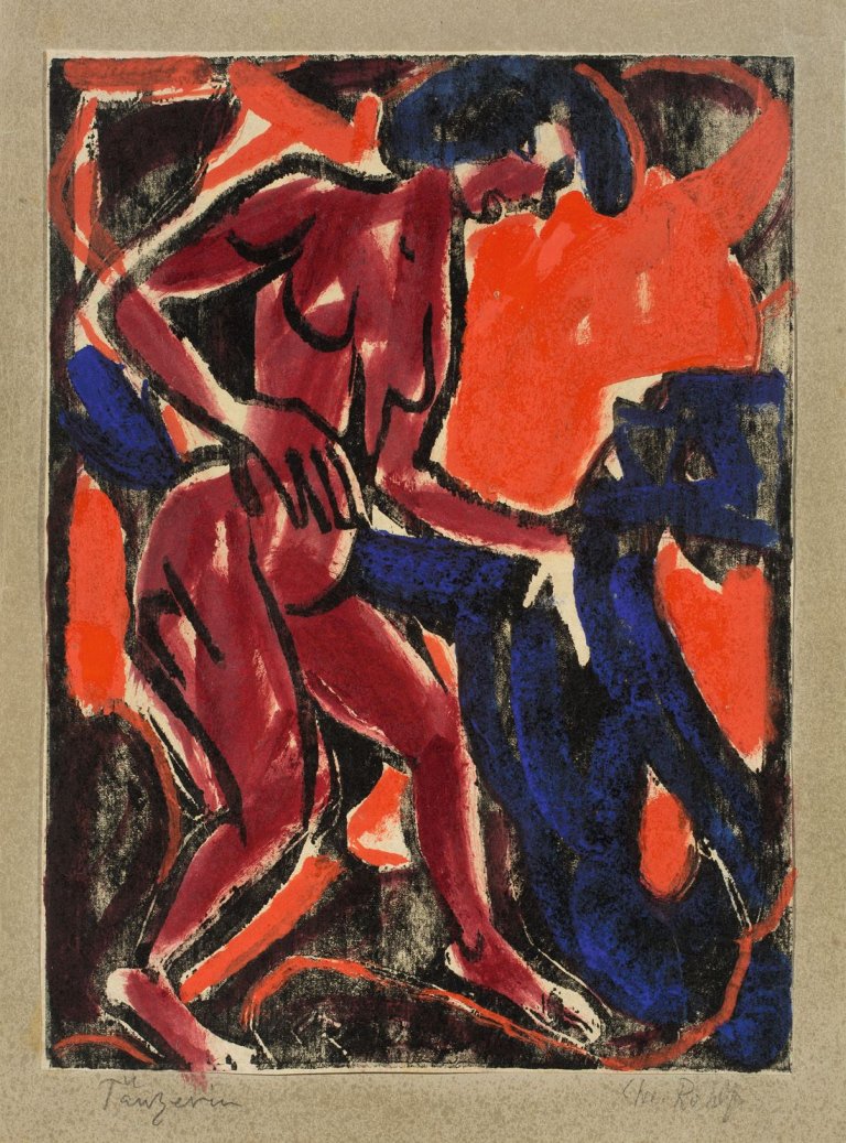 Auf diesem Bild ist das folgende Kunstwerk zu sehen: Christian Rohlfs. „Die Werbung (Neger und Tänzerin)“. 1913.
