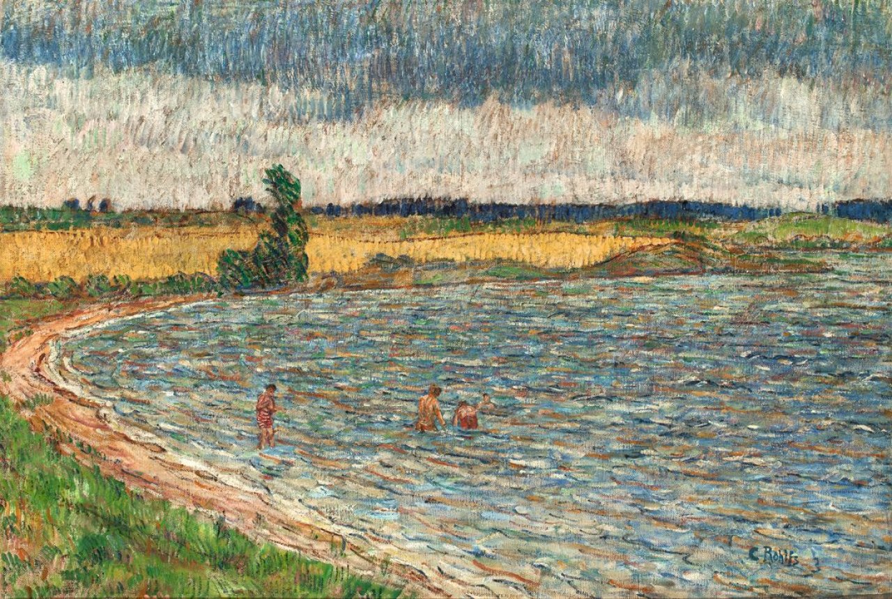 Auf diesem Bild ist das folgende Kunstwerk zu sehen: Christian Rohlfs. „See mit Badenden“. 1903.