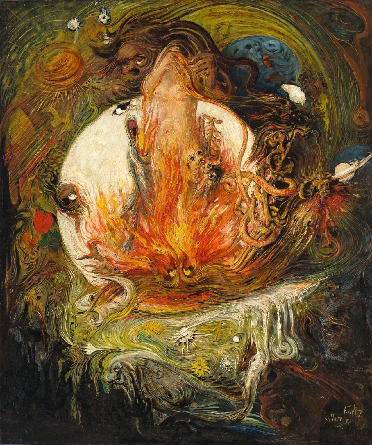 Auf diesem Bild ist das folgende Kunstwerk zu sehen: Arthur Kurtz. Erschaffung der Eva. 1897-1900.