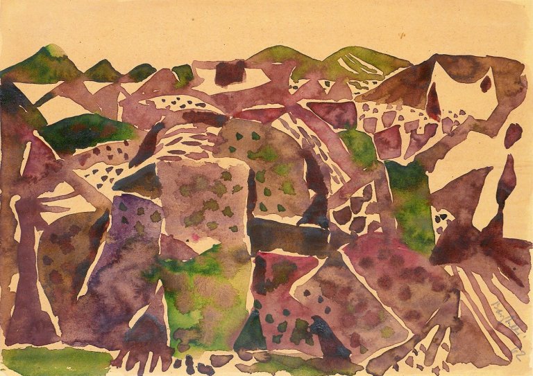 Auf diesem Bild ist das folgende Kunstwerk zu sehen: Eduard Bargheer. Landschaft bei Assuan (Ägypten). 1962.