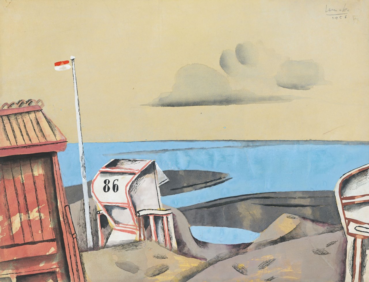Auf diesem Bild ist das folgende Kunstwerk zu sehen: Dietmar Lemcke. „Strandbild 2“. 1956.